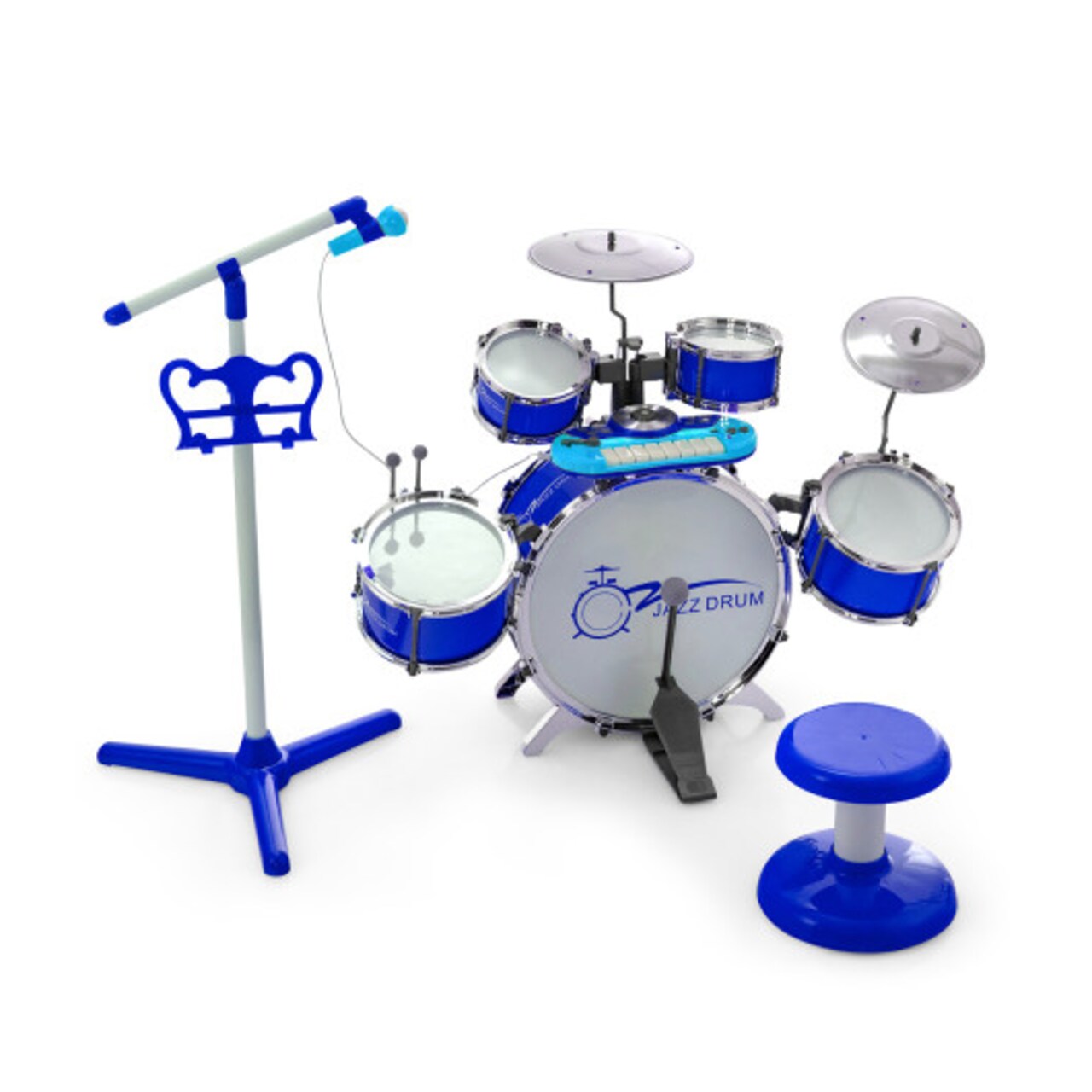 Jazz Drum Musical Instrument Set with Stool and Microphone Stand Ideal for Kids Birthday or Others Occasions